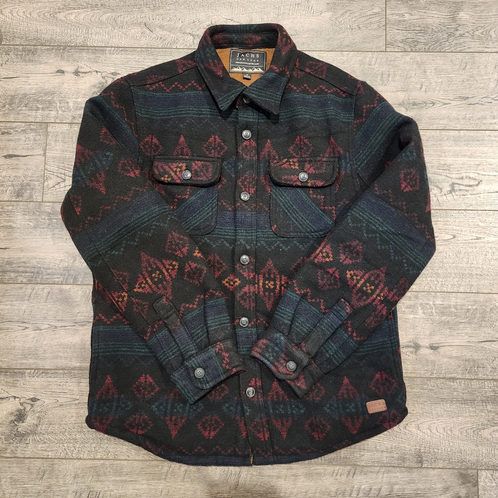 Jachs New York Mens Wool Blend Sherpa Lined Flannel Shirt Jacket Size M